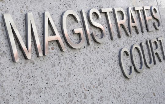 magistrates court sign in stainless steel